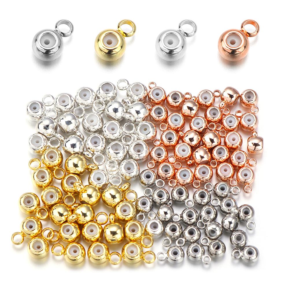 10Pcs 4 5mm Copper Plated Beads Large Hole Spacer Positioning Round Beads For DIY Craft Bracelet Necklace Connection Accessories