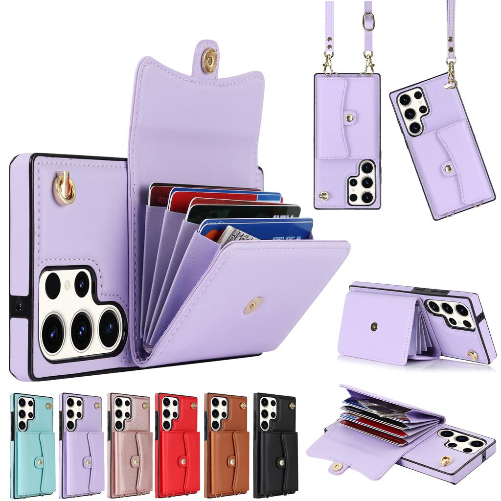 Роскошный кожаный женский чехол через плечо с 4 слотами для карт и держателем для телефона, чехол для серии iPhone/Samsung