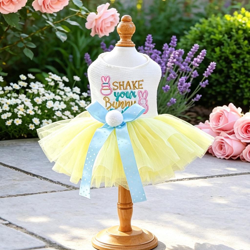 Pet Clothes Small Dog Puppy Cute Pet Multi-Layer Gauze Puff Skirt Easter Bunny Gauze Dress J148