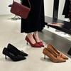 2025 Autumn Suede Evening Bow Pointed OL Professional Elegance Commuter Banquet Stiletto Nightclub Women's Single Shoes