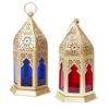 Beautiful Decorative Lantern Lamp Candle Holder Hanging Lantern Tealight Holder for Diwali Decorative Metal Candle Holder (Red-Blue)