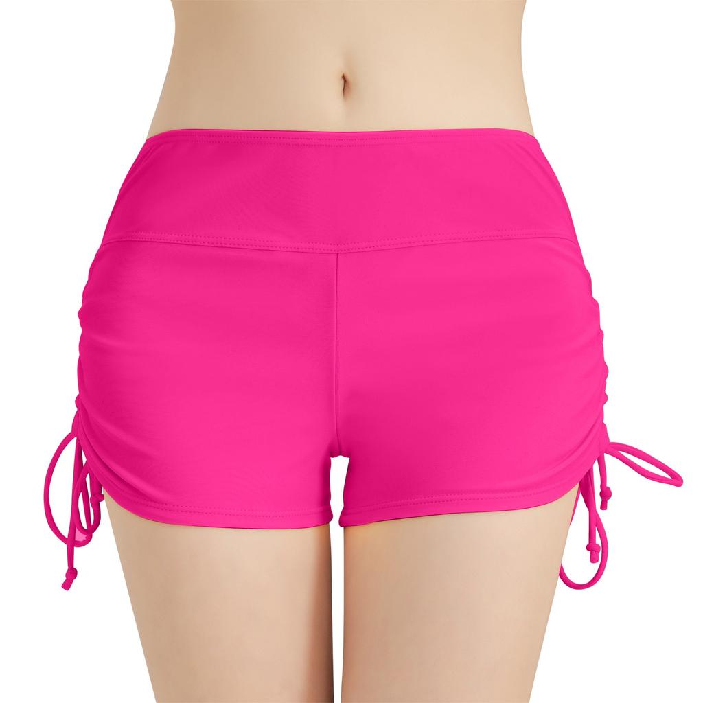 Women's Solid Color Bottomed Flat Angle Sports Yoga Shorts And Beach Swimming Trunks