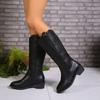 Fashion Retro Elegant Women Knee-High Boots Thick Heels Solid Color Pointed Top  High Boots Autumn Winter Office Lady Shoes Woman