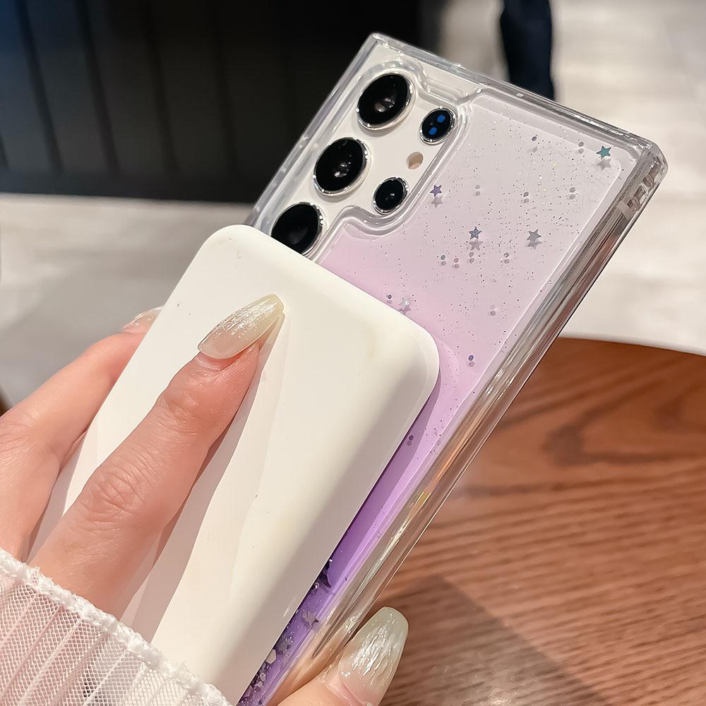 For Samsung Galaxy S24 S23 S22 Plus Ultra Bling Glitter Sequin Magsafe Magnetic Wireless Charging Phone Case Epoxy Soft Cover