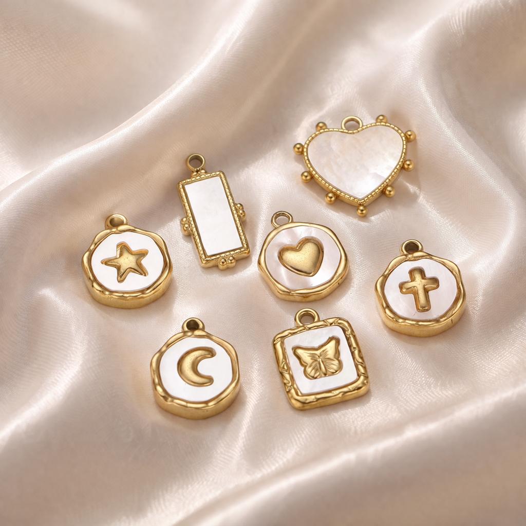 3Pcs Stainless Steel Heart/Butterfly/Star Charms Natural Seashell Waterproof Pendants DIY Women Necklace/Earrings Jewelry Making