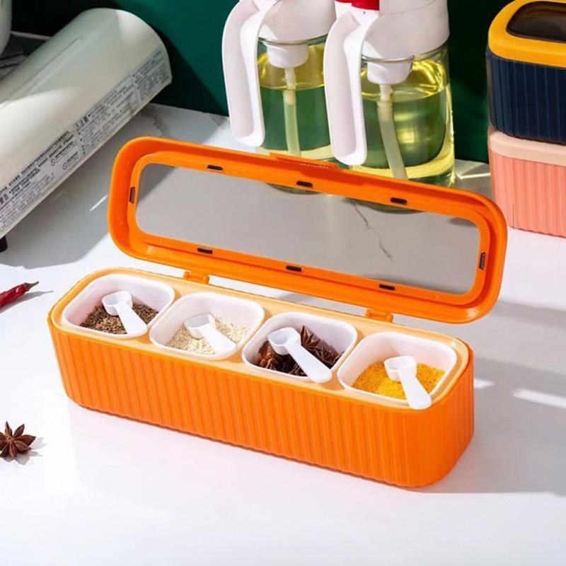 Кухонная утолщенная коробка для приправ, бытовая четырехсекционная комбинированная емкость для приправ, солонка, бутылка для перца, емкость для хранения приправ