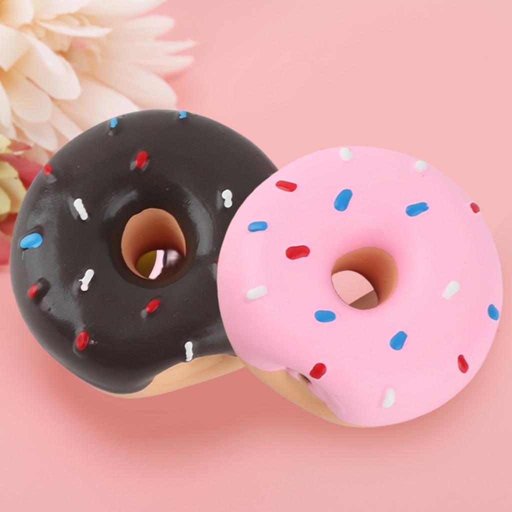 2PCS Latex Pet Doughnut Shape Sounding Teeth Cleaning Protection Chewing Biting Interactive Training Toy for Dogs