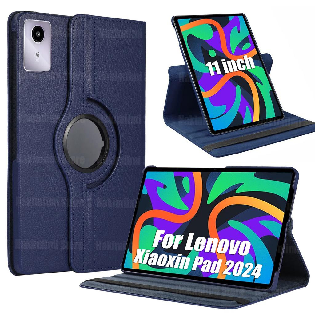 Чехол для Lenovo Xiaoxin Pad 2024 (11 дюймов) Подставка из искусственной кожи с функцией вращения на 360 градусов и функцией сна/пробуждения для Xiaoxin Pad 2024 11"