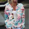 Women's Fashion Long Sleeve Christmas Snowman Snowflake Print Jacket Cardigan