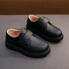 2024 New Versatile Soft Four Seasons Black UK Uniform School Shoes Hook & Loop Kids Boys Loafers Breatheable Simple Child Shoes