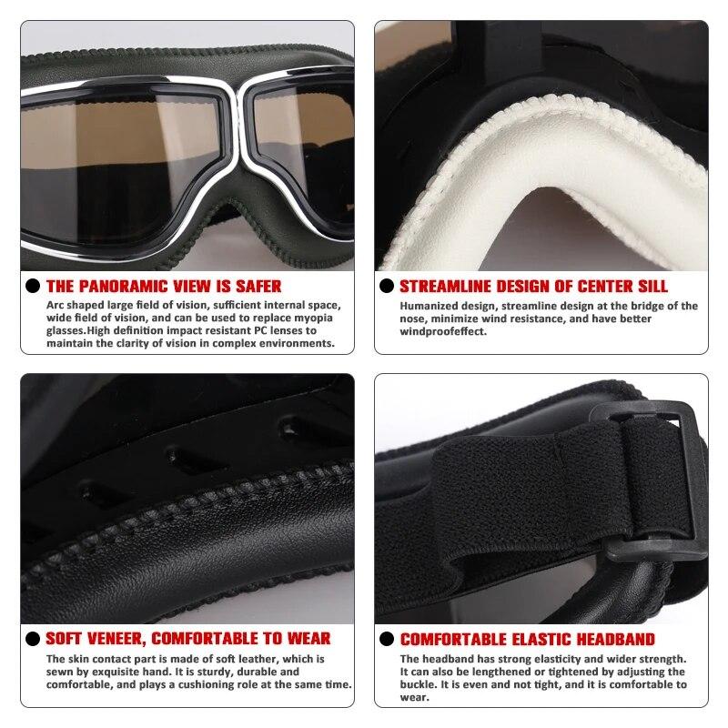 Ветрозащитные очки для велосипедного шлема, кожаные защитные защитные антибликовые очки для мотокросса в стиле стимпанк, легко носить с собой