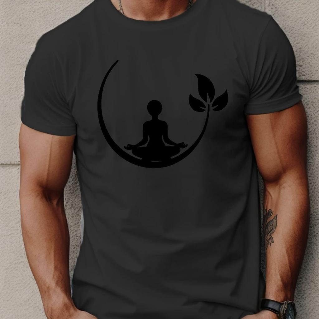 Zen Meditation Yoga Graphic TShirt Men Breathable Cotton Short Sleeve Casual Crew Neck Tee
