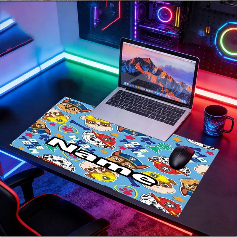 Custom Name Personalized PAW Patrol Pattern Mousepad, Laptop PC Desk Mat, Decorative Desk Mat for Home Keyboard Pad Gift