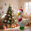 Christmas Porch Goose Outfits Santa Hat with Scarf Festive Costume Yard Goose Statue Clothes for 23" Goose Statue Patio Lawn Garden Decoration