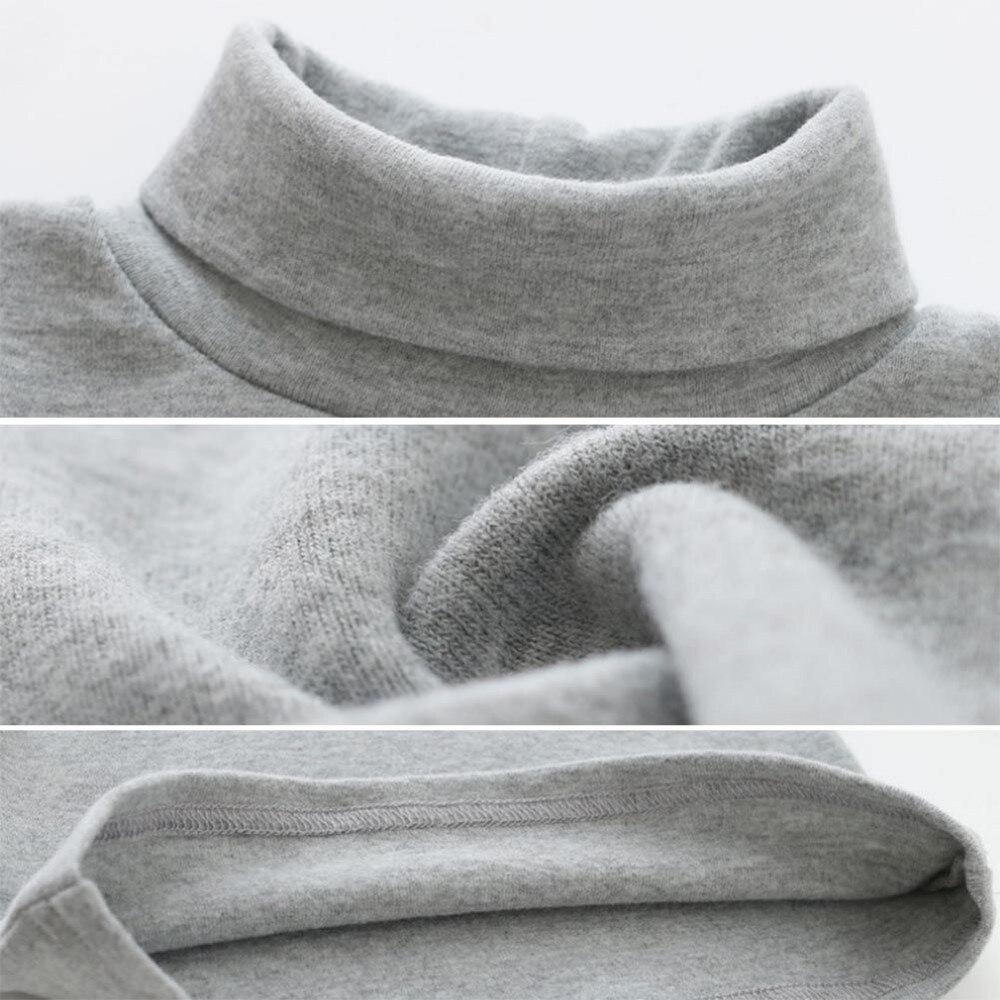 Детская хлопковая футболка с высоким воротником, однотонная, с длинным рукавом, базовый топ для детей, мальчиков и девочек, осенне-зимняя, нижнее белье