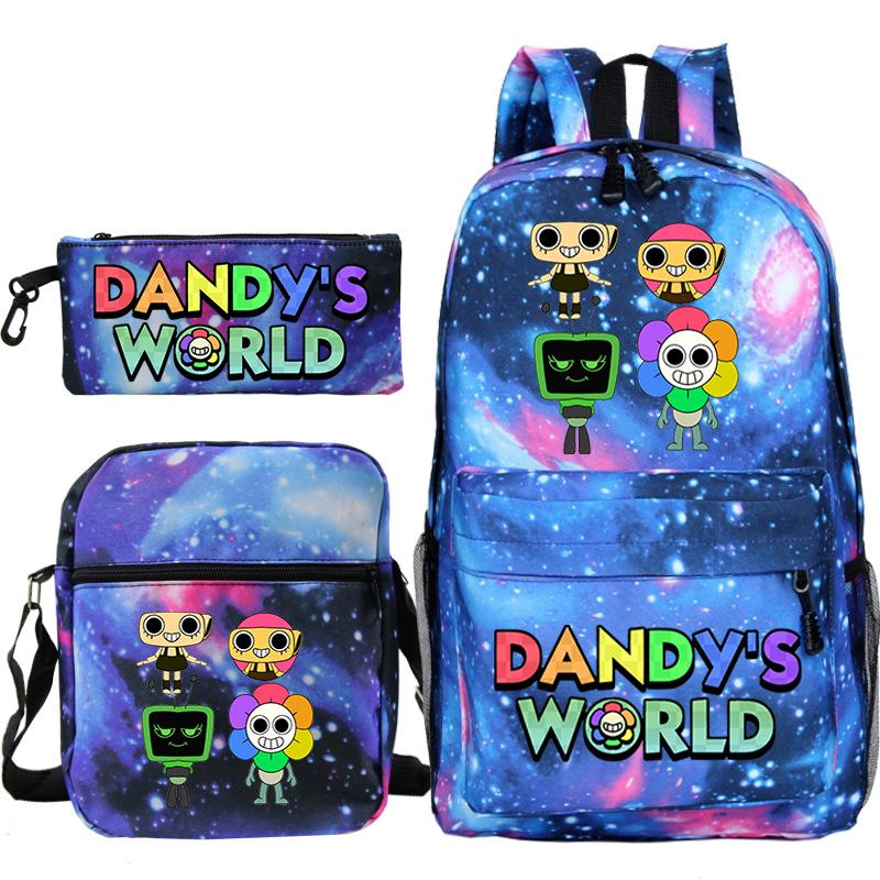 Dandy'S World Printed Fashion Children'S Pencil Case Messenger Bag Three-Piece Set Primary And Secondary School Bag