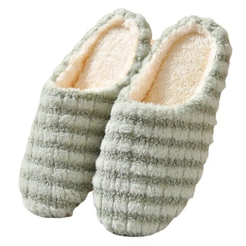 Женские домашние тапочки, теплые плюшевые домашние тапочки, бесшумные и нескользящие деревянные тапочки для зимнего дома и дома, тапочки с мягкой подошвой