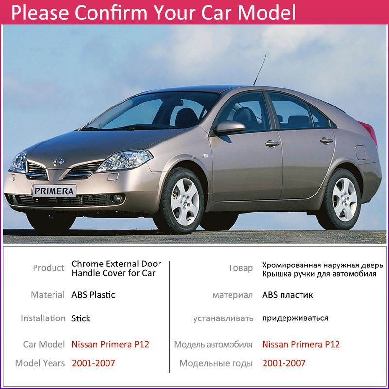 Для Nissan Primera P12 2001~2007 Хромированные Накладки на Ручки Внешних Дверей Авто Аксессуары Наклейки Комплект Отделки 2002 2003 2004 2005 2006