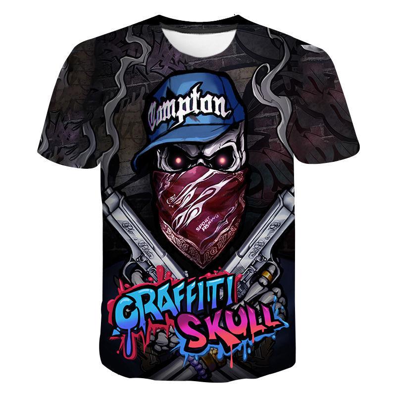 Футболки аниме гранж граффити 3D принт летняя футболка мода дети повседневный мальчики девочки кавайные мультфильмы круглый вырез футболка топы