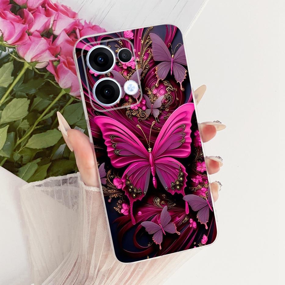 For Oppo Reno13 Pro Case CPH2697 Luxury Flowers Butterfly Painted Cover Soft Slim Phone Case For Oppo Reno 13 Pro Reno13 5G Bags