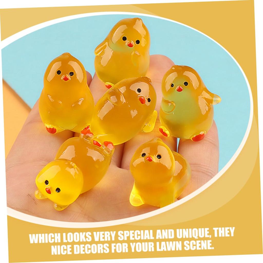 OATIPHO 15 штук Светящийся маленький толстый цыпленок цыпленок Мини цыпленок Светящиеся маленькие цыплята Кукольный цыпленок Моховой пейзаж цыпленок издание Пасха