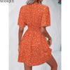 MODIQUE 2025 Summer New Women's Sexy Casual Floral Printing Ruffles Elastic Waist Short Dress Ladies X-Line Hot Batwing Sleeve V-Neck Dress