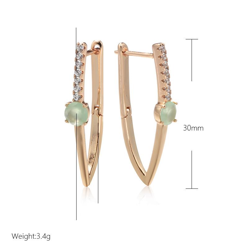 1 пара зеленых циркониевых V-образных серег для женщин золотого цвета, клипсы, повседневные роскошные ювелирные изделия