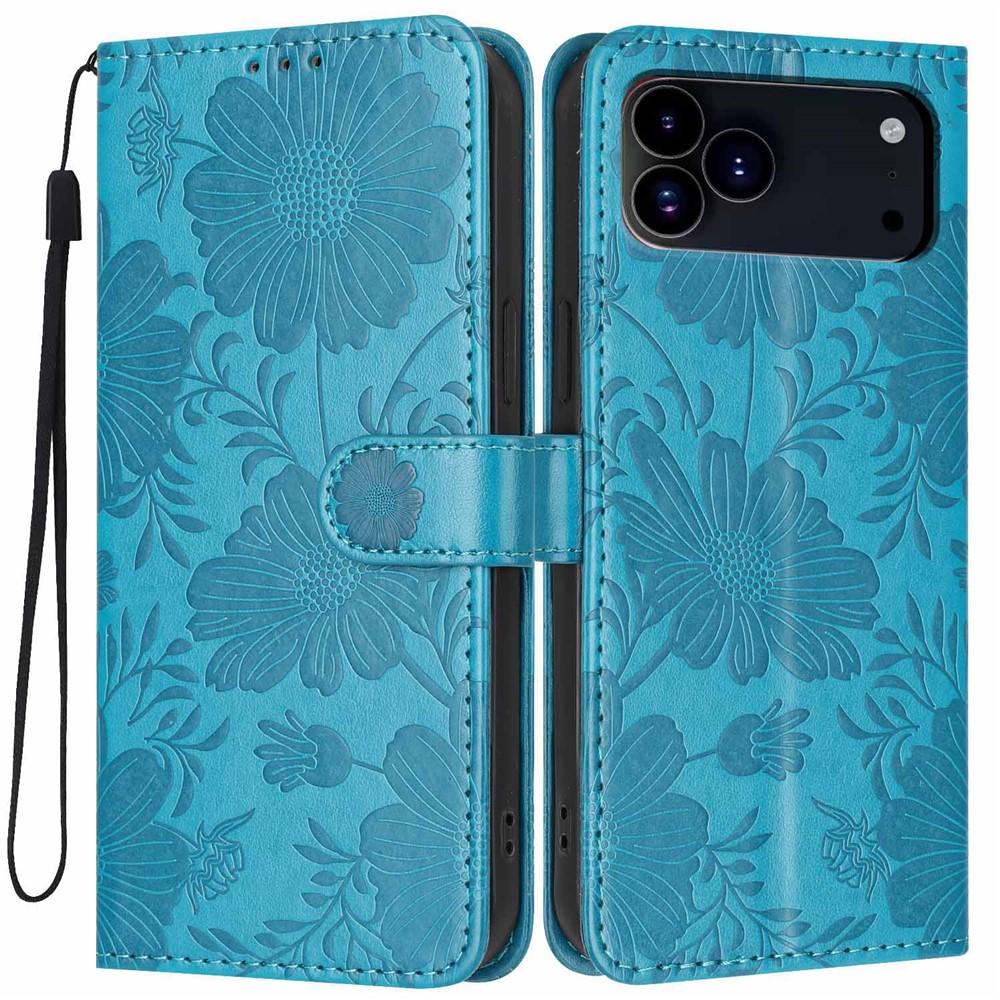 Wallet Case for iPhone 17 Pro Max - Leather/PU, Blue, With Lanyard