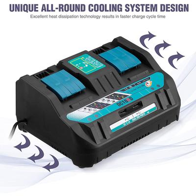 18V DC18RD Двухпортовое зарядное устройство для аккумуляторов Makita 14.4V-18V Литий-ионный аккумулятор BL1415 BL1430 BL1830 BL1840 BL1850 BL1850B