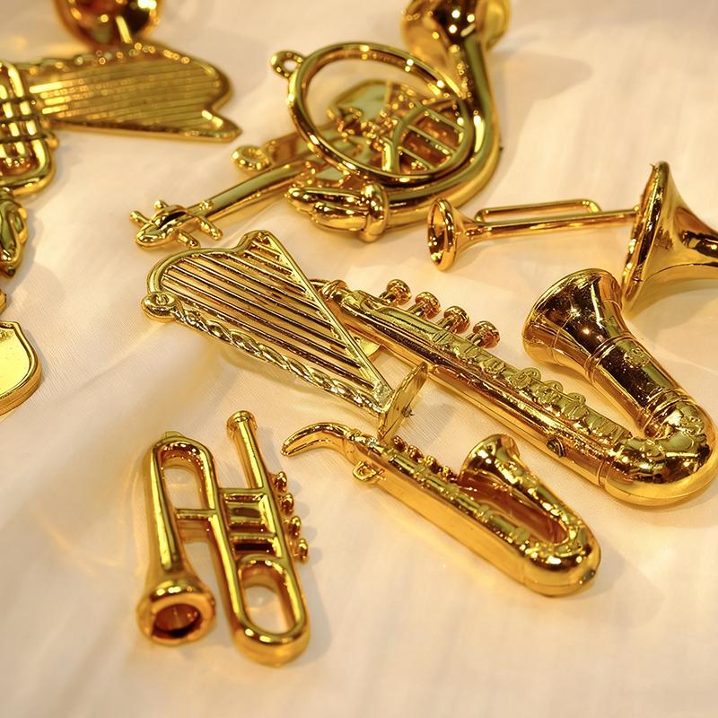 6/12PCS Random Mix Style Gold Color Musical Instrument Ornament Landscape Arrangement Photography Prop Home Store Decoration ZYF