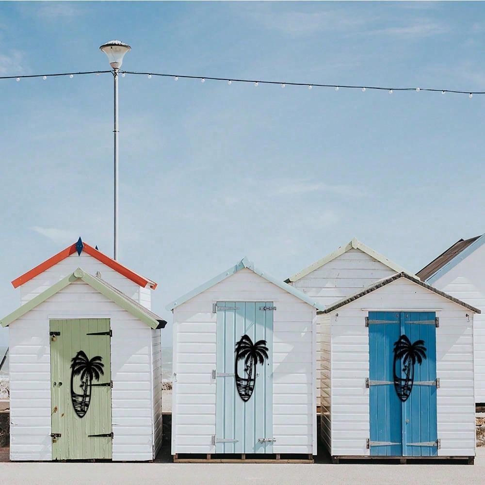 Chic Surfboard Metal Wall Art - Ocean-Themed Beach Decor For Indoor/Outdoor, Perfect Holiday Gift For Halloween, Easter, Thanksgiving & Birthdays