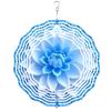Blue Petal 3D Metal Wind Spinner - Handcrafted Indoor/Outdoor Decorative Sculpture, No Battery Required - Unique Thanksgiving & Christmas