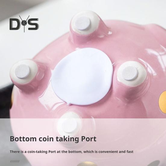 Ceramic Crown Pig Piggy Bank Golden Dot Cartoon Pig Coin Money Bank Home Office Bookshelf Desktop Decoration Ornament Kids Adults Gift