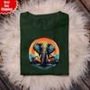 Elephant Sunset T Shirt Crew Neck Printed Short Sleeve Unisex 100% Cotton T Top