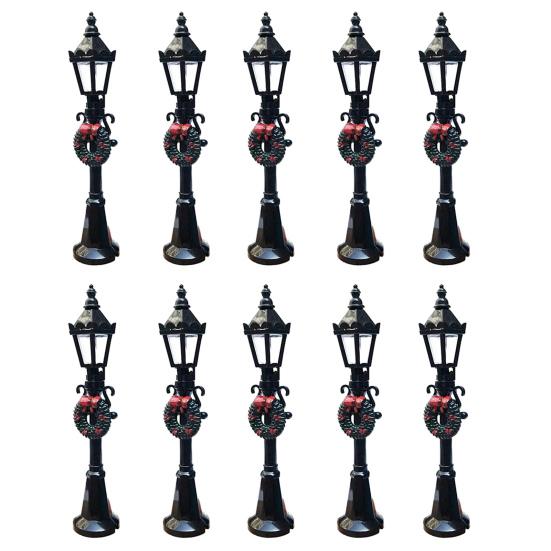 Мини Уличный Фонарь Ретро Миниатюрный Уличный Фонарь с Рождественским Венком Миниатюрная Модель Уличного Фонаря для Кукольного Особняка Миниатюрные Сцены DIY Микро-Ландшафт