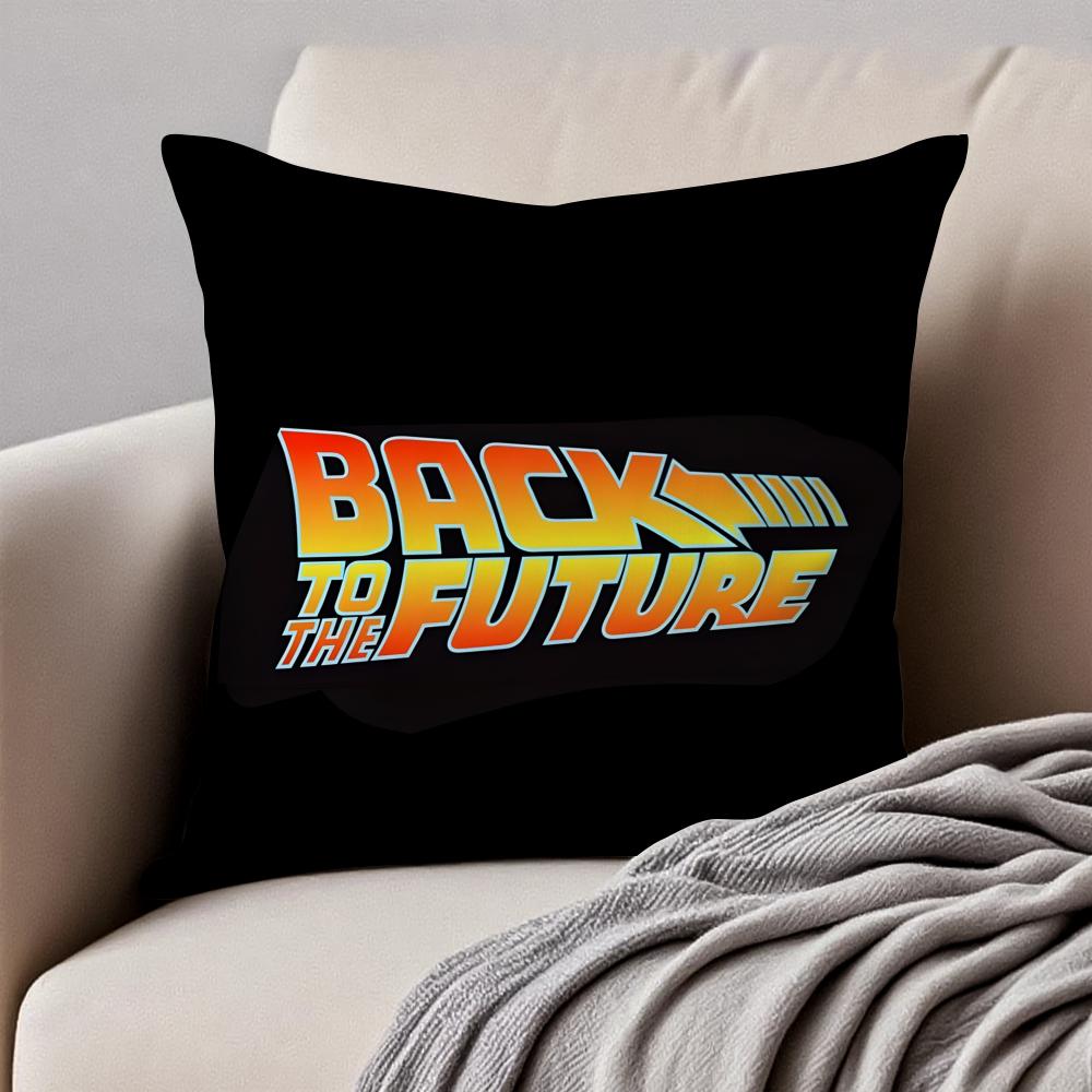BBack To The FFuture Cushion Cover Pillowcase Antidustmite Invisible Zipper Short Plush Sofa Cushion