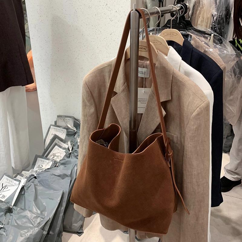 Yogodlns Новая замшевая сумка-ведро женская сумка на плечо шоппер большая вместимость сумка модная повседневная универсальная сумка кроссбоди для женщин