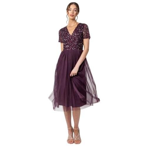 Deluxe Womens/Ladies Sequin Midi Dress