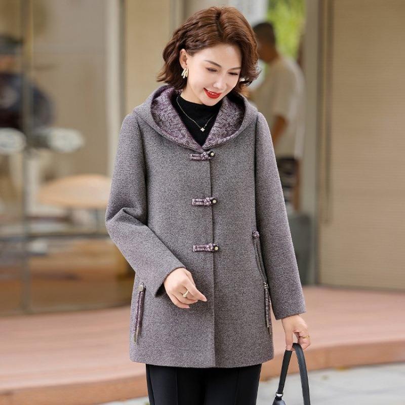 Осеннее шерстяное пальто универсальное новое женское одежда осень и зима с капюшоном повседневное шерстяное пальто