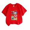 Kids Boys Girls Crew Neck Short Sleeve 100% Cotton T-Shirt Cute Cartoon Space Toy Characters Print Casual Soft Breathable Tees Tops for Children Daily