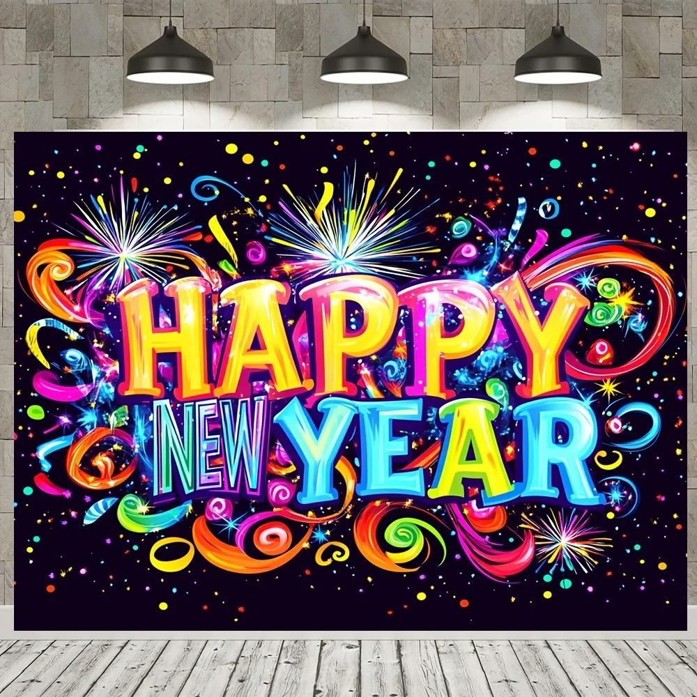 New Year Graffiti Colorful Paper Scraps Themed Banner Background Birthday Party Home Decoration Photography Background Cloth