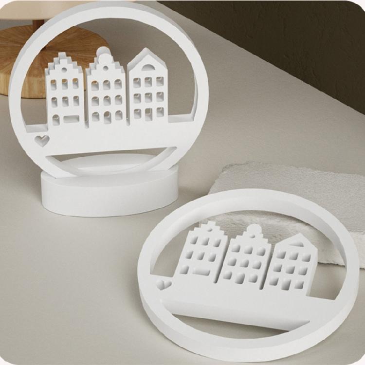 Circular House Silicones Molds with Base Molds for Gypsum Decorations, Wreath Silicones Molds with Base Molds