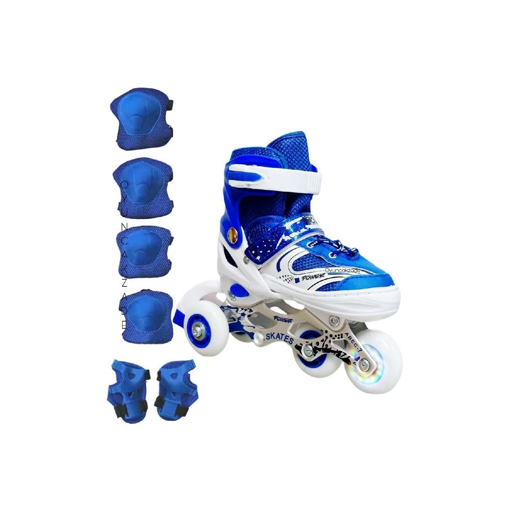 Регулируемые коньки 2 в 1 с подсветкой, металлическое тело, сумка для катания на коньках, наколенник, подарок, один светодиодный подарок