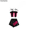 Girls Hip Hop Shiny Crop Top Pants Kids K-pop Jazz Shorts Dance Culottes Clothes Sets Children Streetwear Girl Group Costume