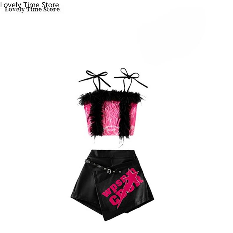 Girls Hip Hop Shiny Crop Top Pants Kids K-pop Jazz Shorts Dance Culottes Clothes Sets Children Streetwear Girl Group Costume