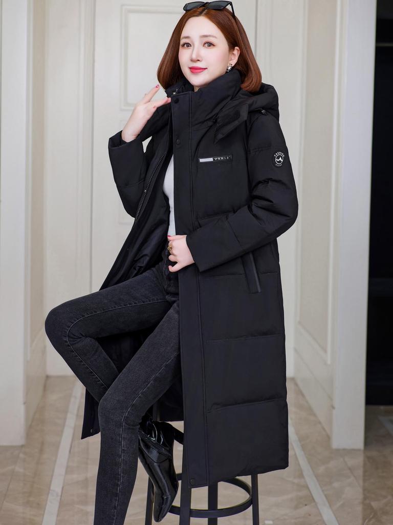 Женская стильная куртка средней длины на белом утином пуху - Зимняя коллекция 2025