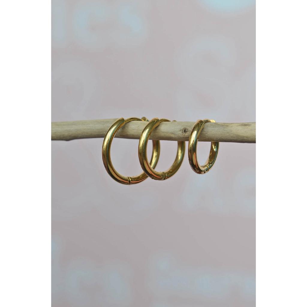Набор стальных серег-колец из 3 предметов золотого цвета