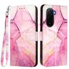 For Xiaomi Poco M7 Plus 5G/M7 4G (169mm) Case with Strap Marble Pattern Leather Phone Cover Card Holder