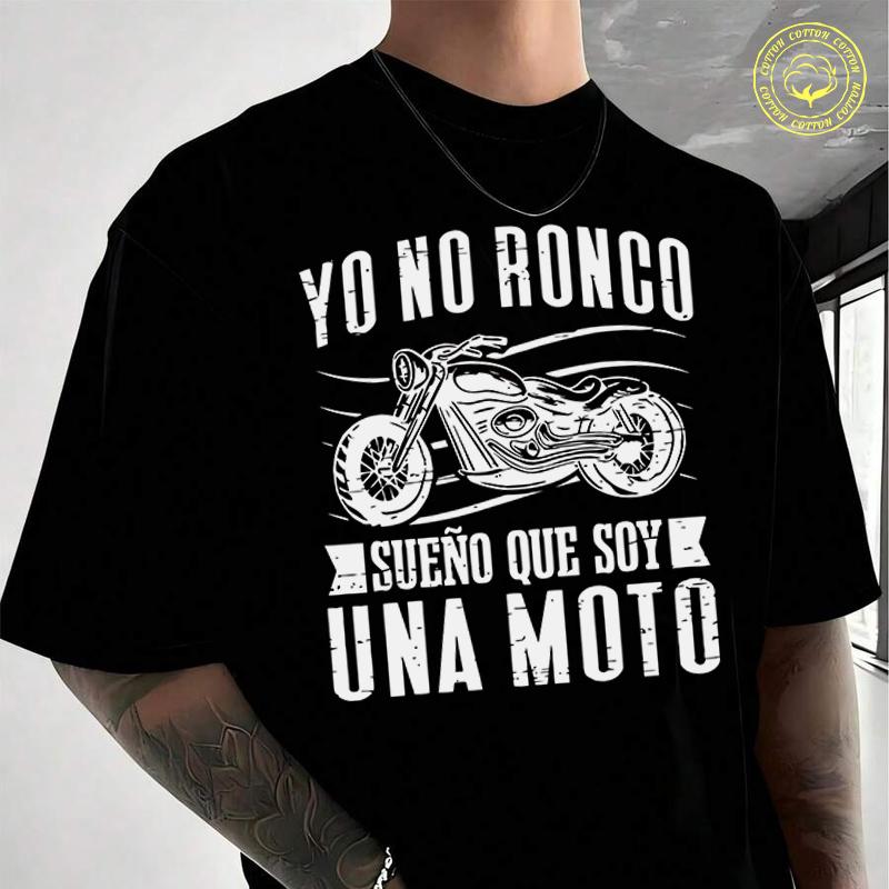 Arrived Motorcycle Biker Spanish Sayings Dad Boyfriend Gifts Moto T-Shirt Cotton Short Sleeve S