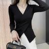 Women's Slimming Long Sleeve Knitted Shirt - Versatile Fashion Top for Spring and Autumn